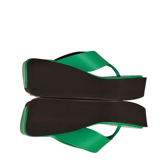 FRAME Le Ocean Wedge Flip Flops Kelly Green Chunky Color-Pop Bold Trendy Sleek - Picture 3 of 10
